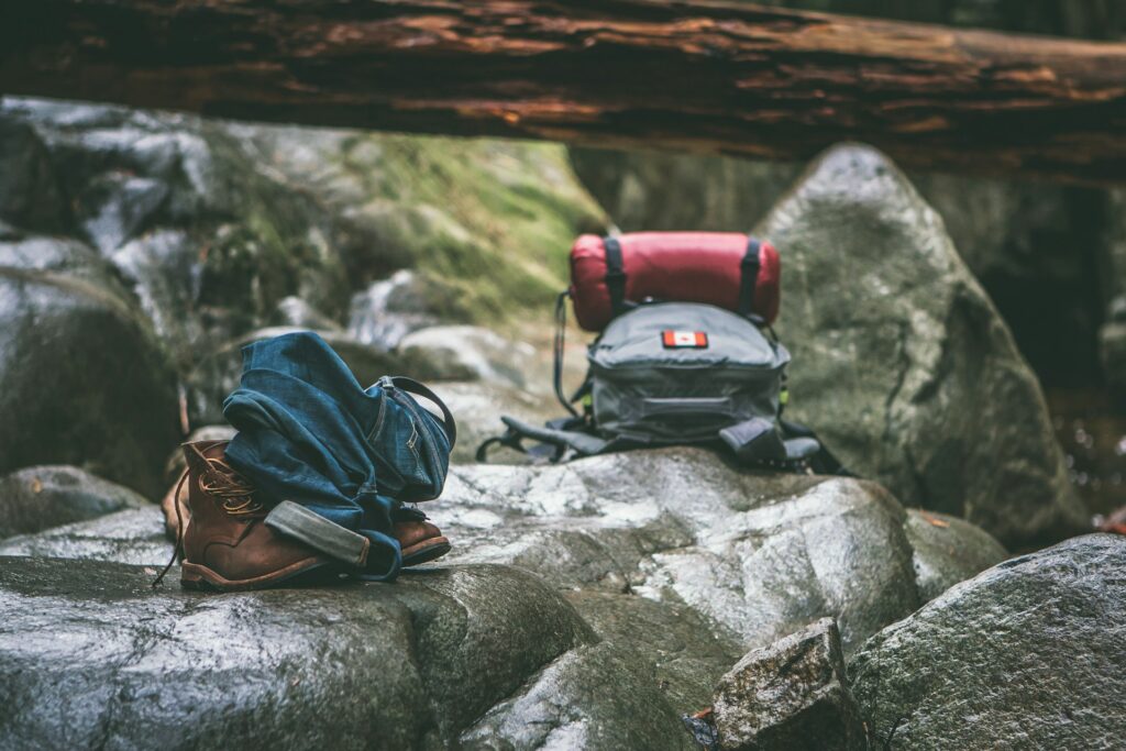A set of hiking backpacks